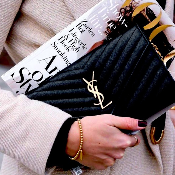 Yves Saint Laurent Handbags - Authentic YSL Bag Yves Saint Laurent Paris Wallet On Chain Clutch Purse Handbag